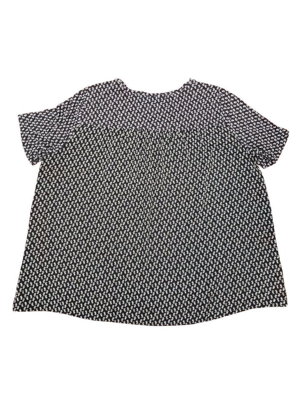 LOFT Black & White Printed Short Sleeve Blouse Women’s Large - Picture 3 of 4
